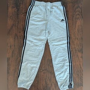 Adidas Kids Light Gray Sweats with Black Stripes- Size L